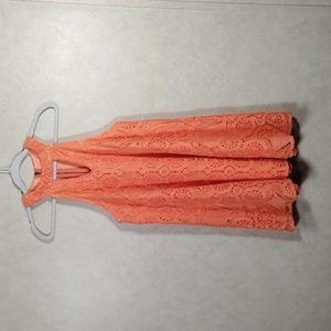 02523 Judith March orange lined lace sleeveless dress L